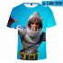 Casual 3D Cartoon Pattern Round Neck T shirt Picture color AD XL