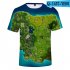 Casual 3D Cartoon Pattern Round Neck T shirt Picture color AE XL