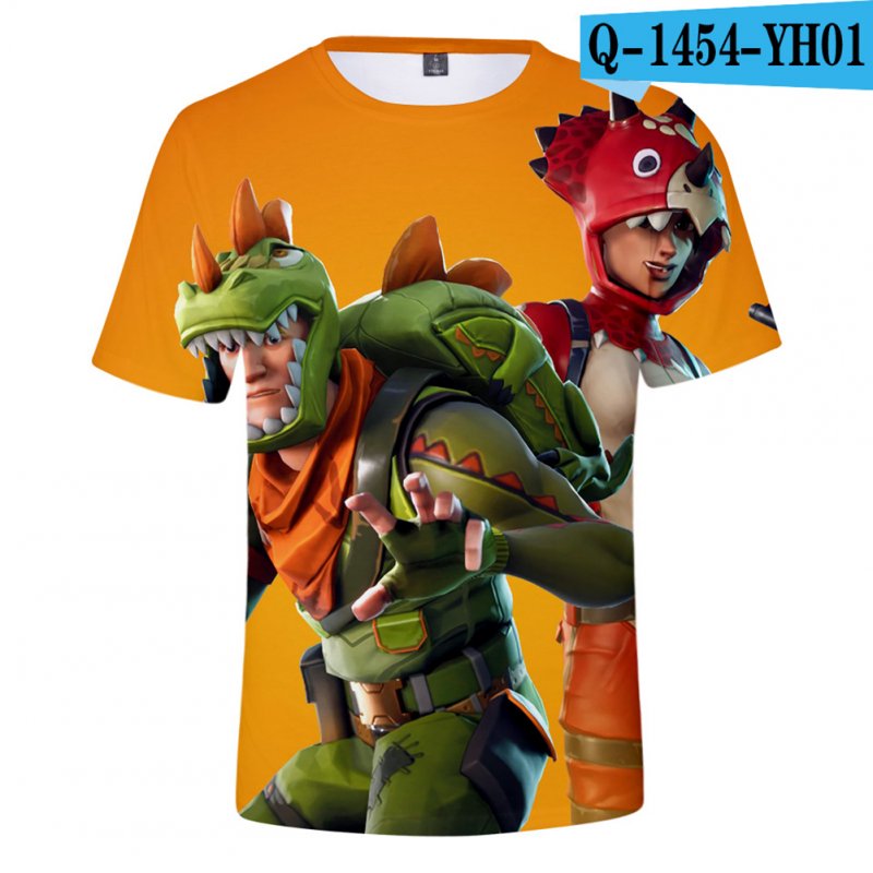 Casual 3D Cartoon Pattern Round Neck T-shirt Picture color AG_L