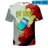 Casual 3D Cartoon Pattern Round Neck T shirt Picture color T S