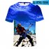 Casual 3D Cartoon Pattern Round Neck T shirt Picture color X L