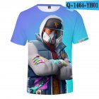 Casual 3D Cartoon Pattern Round Neck T shirt Picture color AN M