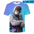 Casual 3D Cartoon Pattern Round Neck T shirt Picture color AN XS