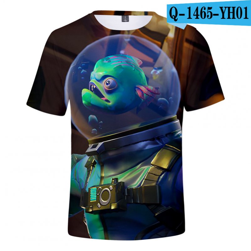 Casual 3D Cartoon Pattern Round Neck T-shirt Picture color AM_XS