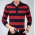 Casual Long Sleeve Business Shirts Turn down Collar Top Male Striped Polo Shirt  16  XL
