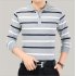 Casual Long Sleeve Business Shirts Turn down Collar Top Male Striped Polo Shirt  25  XL