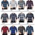 Casual Long Sleeve Business Shirts Turn down Collar Top Male Striped Polo Shirt  25  XL