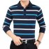 Casual Long Sleeve Business Shirts Turn down Collar Top Male Striped Polo Shirt  24  M