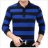 Casual Long Sleeve Business Shirts Turn down Collar Top Male Striped Polo Shirt  39  XL