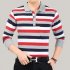 Casual Long Sleeve Business Shirts Turn down Collar Top Male Striped Polo Shirt  39  XL