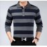 Casual Long Sleeve Business Shirts Turn down Collar Top Male Striped Polo Shirt  17  XXXL 