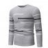 Casual Slim Base Shirt Strips Decorated Top Pullover of Long Sleeves and Round Neck for Man Red wine L