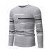 Casual Slim Base Shirt Strips Decorated Top Pullover of Long Sleeves and Round Neck for Man gray L
