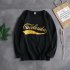 Casual Sweater with Letters Decor Round Neck and Long Sleeves Loose Pullover for Man 747 black XL