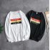 Casual Sweater with Letters Decor Round Neck and Long Sleeves Loose Pullover for Man 748 white XL