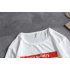 Casual Sweater with Letters Decor Round Neck and Long Sleeves Loose Pullover for Man 748 white XL