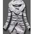 Casual Winter Printing Cardigan Stylish Knitted Coat Hooded Long Sleeve Thickening Jacket light grey M