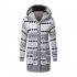 Casual Winter Printing Cardigan Stylish Knitted Coat Hooded Long Sleeve Thickening Jacket  light Grey L