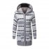 Casual Winter Printing Cardigan Stylish Knitted Coat Hooded Long Sleeve Thickening Jacket  light Grey L