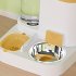 Cat Bowl Automatic Feeder With Water Dispenser Stainless Steel Cat Bowl Ceramic Pet Food Water Bowl For Dog Integrated feeder Gray B