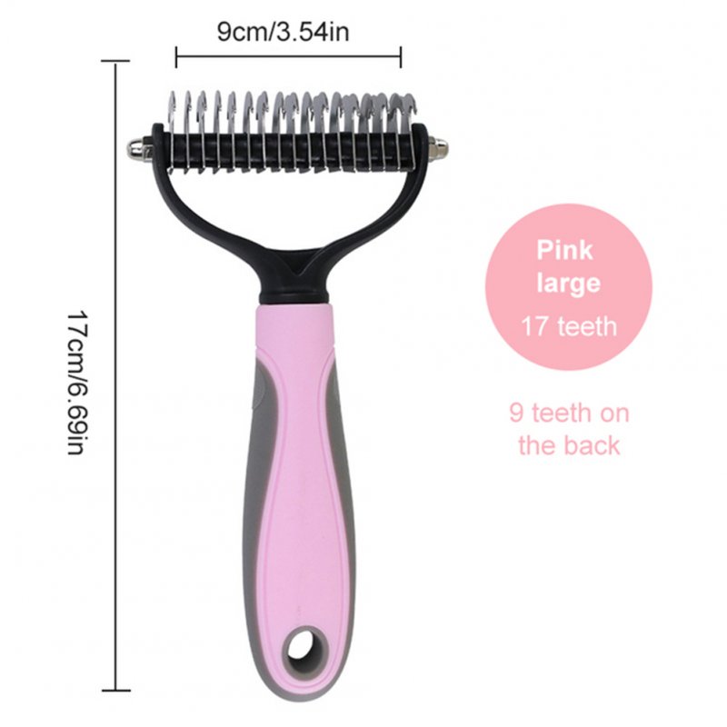 Cat Dog Hair Removal Comb Grooming Comb Double-sided Pet Shedding Brush Pet Pink
