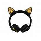 Cat Ear LED Lighting Headset Wireless Bluetooth 5 0 Earphone Lovely for Kids Adults yellow