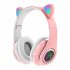 Cat Ear Wireless Headphones Over Ear Hi Fi Stereo Deep Bass Lighting Headset For Laptop PC Computer Mobile Phone Tablet blue