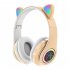Cat Ear Wireless Headphones Over Ear Hi Fi Stereo Deep Bass Lighting Headset For Laptop PC Computer Mobile Phone Tablet blue