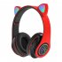 Cat Ear Wireless Headphones Over Ear Hi Fi Stereo Deep Bass Lighting Headset For Laptop PC Computer Mobile Phone Tablet blue