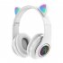 Cat Ear Wireless Headphones Over Ear Hi Fi Stereo Deep Bass Lighting Headset For Laptop PC Computer Mobile Phone Tablet blue