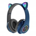 Cat Ear Wireless Headphones Over Ear Hi-Fi Stereo Deep Bass Lighting Headset For Laptop PC Computer Mobile Phone Tablet blue