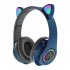 Cat Ear Wireless Headphones Over Ear Hi Fi Stereo Deep Bass Lighting Headset For Laptop PC Computer Mobile Phone Tablet blue