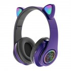 Cat Ear Wireless Headphones Over Ear Hi-Fi Stereo Deep Bass Lighting Headset For Laptop PC Computer Mobile Phone Tablet Purple