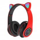 Cat Ear Wireless Headphones Over Ear Hi-Fi Stereo Deep Bass Lighting Headset For Laptop PC Computer Mobile Phone Tablet red