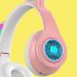 Cat Ear Wireless Headphones Over Ear Hi Fi Stereo Deep Bass Lighting Headset For Laptop PC Computer Mobile Phone Tablet red