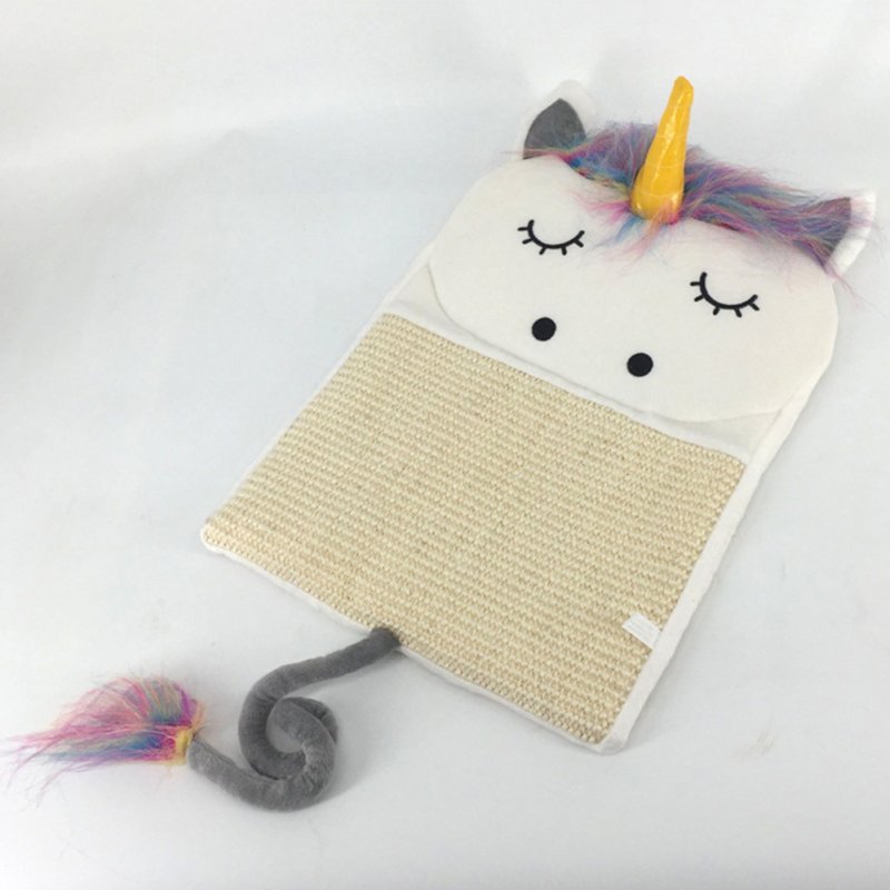 Cat Scratch Mat Pad Cat Scratch Board Bed Cute Type Nail Scratching Hanging Pad White unicorn_L