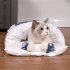 Cat Sleeping Bag Comfortable Breathable Removable Semi closed Winter Warm Bed Cats Nest Navy Blue Cat