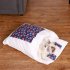 Cat Sleeping Bag Comfortable Breathable Removable Semi closed Winter Warm Bed Cats Nest Navy Blue Cat