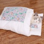 Cat Sleeping Bag Comfortable Breathable Removable Semi-closed Winter Warm Bed Cats Nest Purple Owl