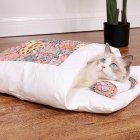 Cat Sleeping Bag Comfortable Breathable Removable Semi-closed Winter Warm Bed Cats Nest Pink Cat