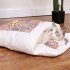 Cat Sleeping Bag Comfortable Breathable Removable Semi closed Winter Warm Bed Cats Nest Purple Owl