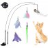 Cat Teaser Stick Set With Suction Cup Bells Feathers Tassels Cat Wand Toy Pet Supplies For Relieves Boredom 1 bird   4 feathers