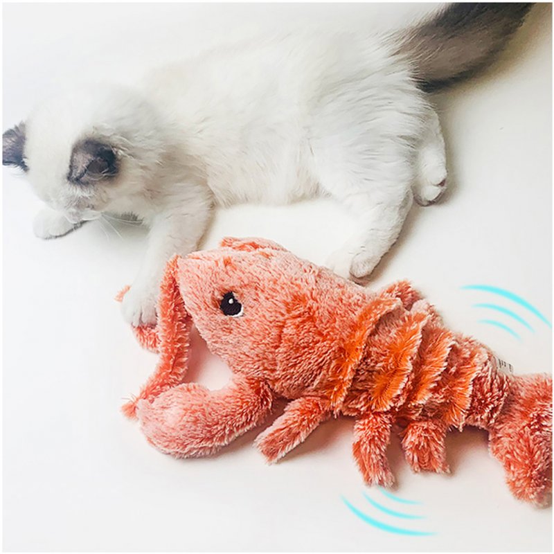 Cat Toy Plush Lobster Electric USB Charging Simulation Jumping Lobster Toys for Cats Dogs Pet Orange_USB