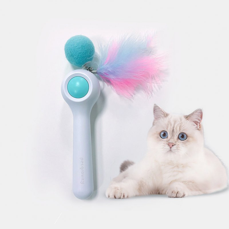 Cat Toys Gravity Automatic Telescopic Cat Training Interactive Feather Toy Fairy Stick blue_L