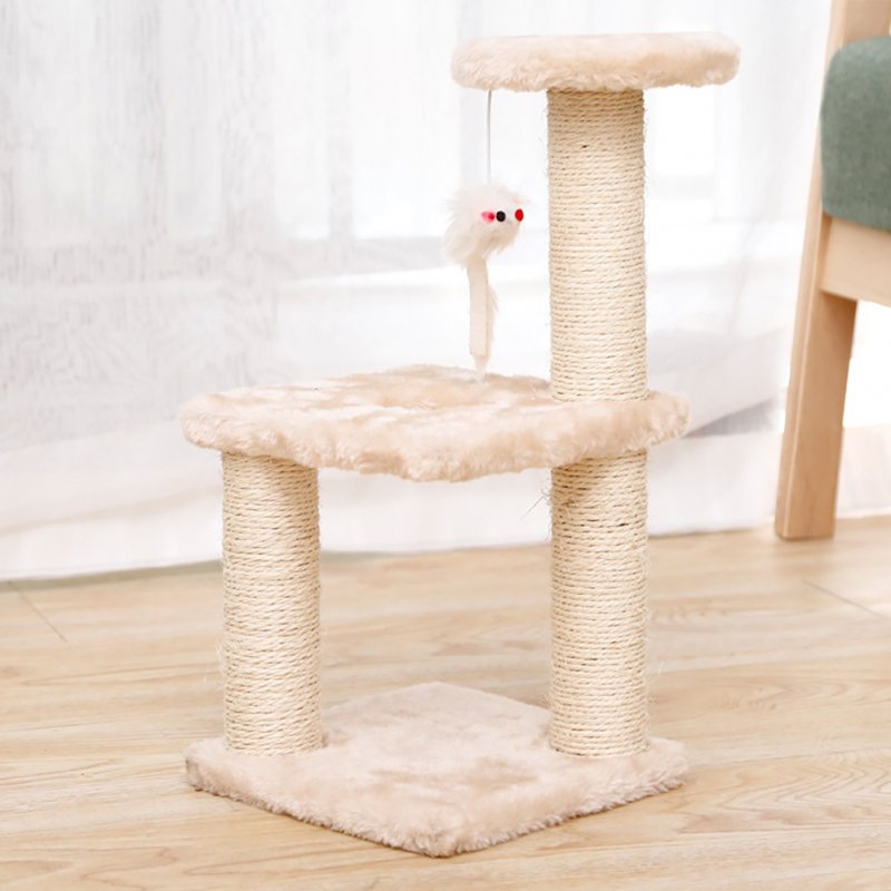 Cat Tree Cat Tower Three-column Three-layer Square Cat Climbing Platform Jumping Toy For Kitten beige 20 x 20 x 40 cm