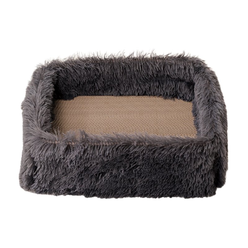 Cats Scratching Board Rectangle Cat Scratcher Pad Grinding Claws Cardboard Corrugated Paper Kitten Scrapers With Fluffy Baffles On 4 Sides Pet Furniture Supplies