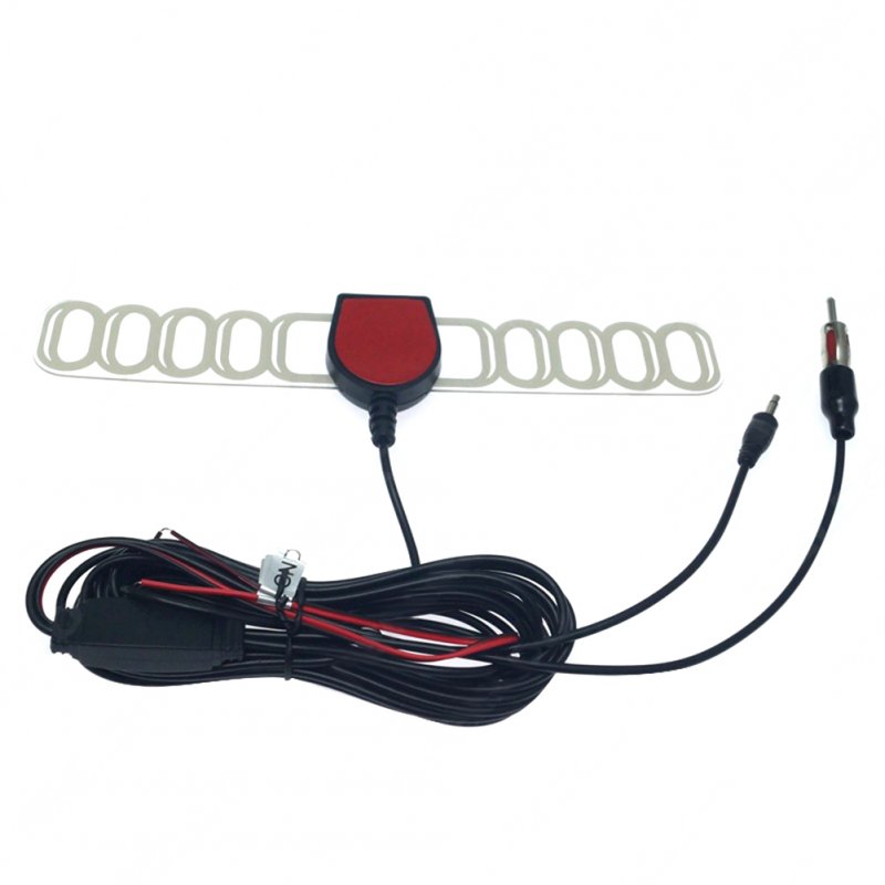 2-in-1 Car TV Antenna Fm Radio Antenna with Amplifier Booster Connector Plug for Car Dash DVD Head Unit 