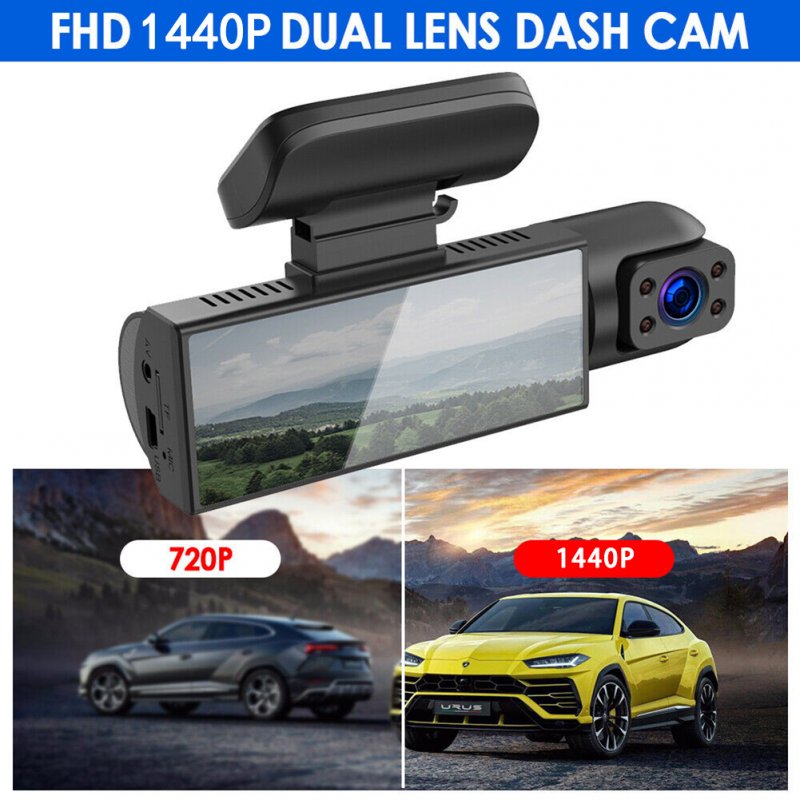 Dash Cam 3.16-inch Dual-lens Driving Recorder Front Inside Camera G-sensor HD Night Vision Wide-angle Car Dvr 