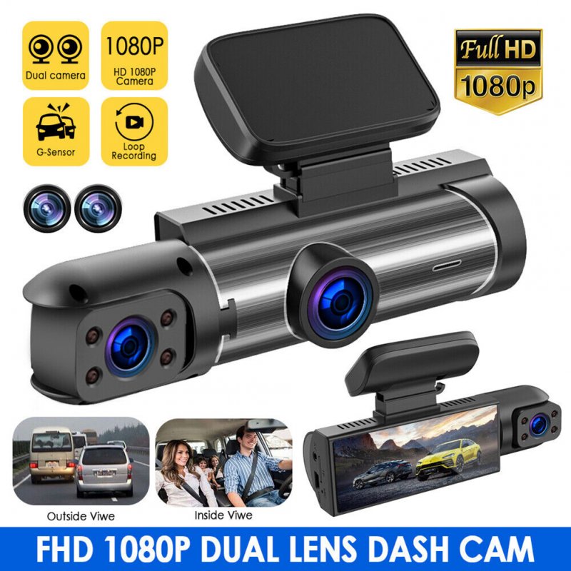 Dash Cam 3.16-inch Dual-lens Driving Recorder Front Inside Camera G-sensor HD Night Vision Wide-angle Car Dvr 