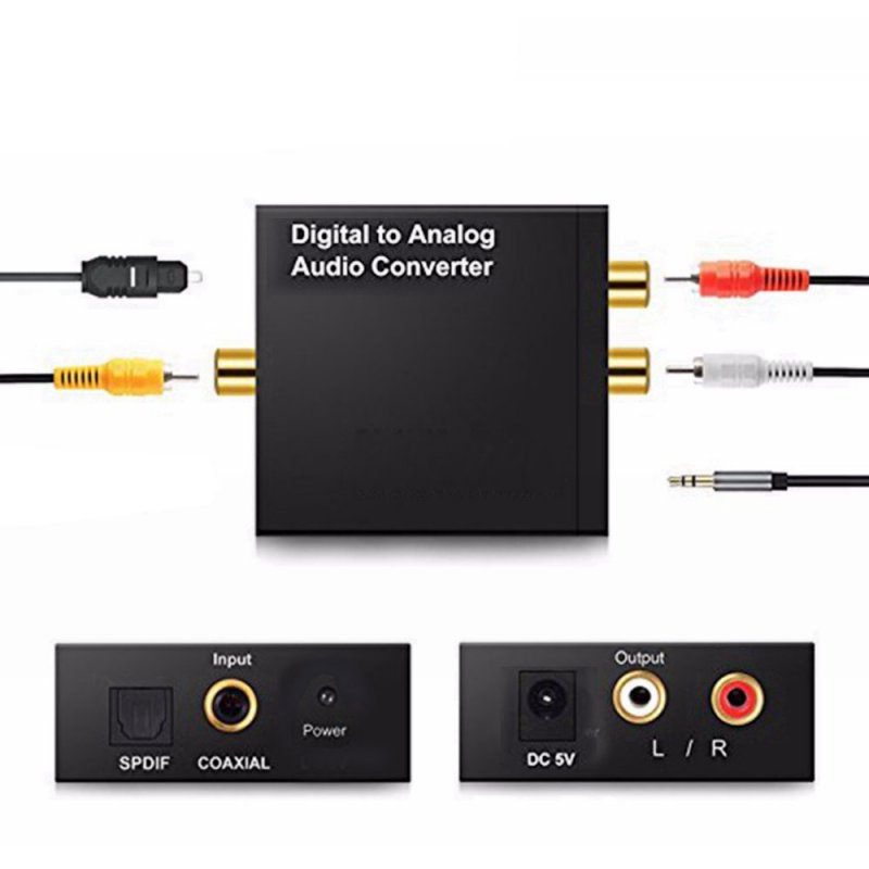 Optical Digital Stereo Audio SPDIF Toslink Coaxial Signal to Analog Converter DAC Jack 2*RCA Amplifier Decoder Adapter